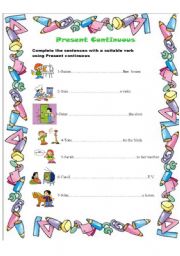 English Worksheet: Present Continuous