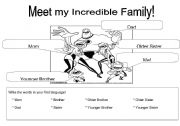 English worksheet: My Incredible Family
