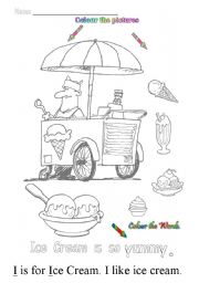 English Worksheet: I is for ice cream