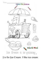 English Worksheet: I is for ice cream