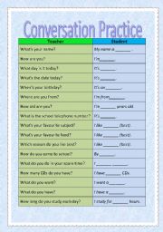 English Worksheet: Guided Conversation - Speaking Test - Conversation Practice - JHS year 2-3