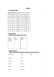 English worksheet: names