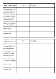 English Worksheet: Looking for a Roommate (speaking activity)