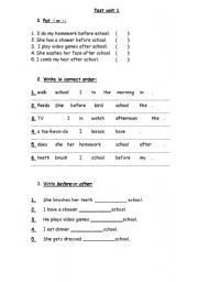 English worksheet: Test unit 1