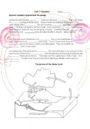 English worksheet: the fromation of rain,fog,thunder