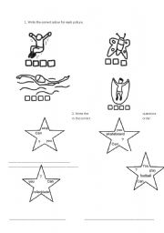 English Worksheet: Actions, sports and use of can - cant.