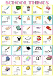 English Worksheet: school things ( multiple choice )