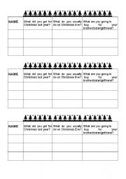 English worksheet: Christmas Survey