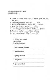 POSSESSIVE ADJECTIVES/POSSESSIVE S