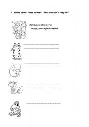 English worksheet: can/cant