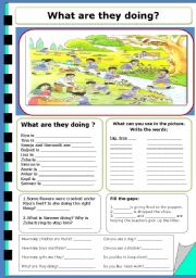 English Worksheet: PICTURE READING( VERBS)
