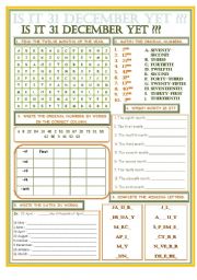 English Worksheet: MONTHS, DATES, ORDINAL NUMBERS