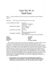 English Worksheet: SimChina
