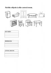 English worksheet: furnitures