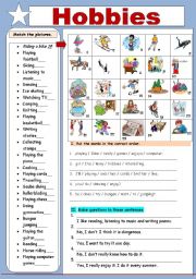 English Worksheet: Hobbies and Present Simple