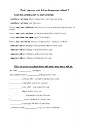 English worksheet: Past, Present and Future Tense for Have and To Be