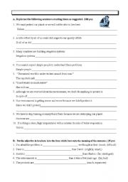 English Worksheet: Grammar Written Test