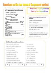 English Worksheet: Exercises on the 2 present perfect