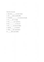 English worksheet: Verb to be