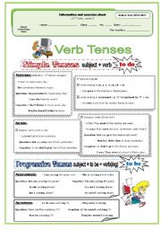 English Worksheet: Verb Tenses Guide (present and past) + Exercises