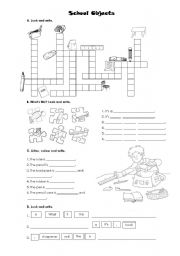 English Worksheet: school objects