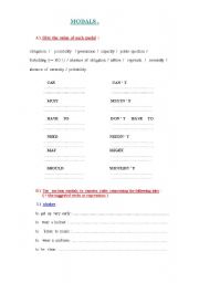 English worksheet: MODALS - Two pages