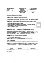 English Worksheet: 1 st Mid-term test for 2st year pupils 