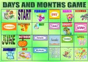 English Worksheet: Days and Months Boardgame