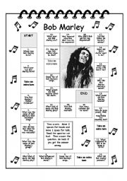 English Worksheet: Bob Marley trivia game, reading comp,  questionnaire and  key