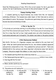 English Worksheet: Reading Comprehension