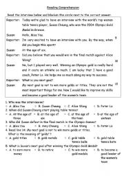 English Worksheet: Reading Comprehension