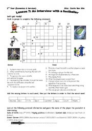 English Worksheet: an interview with a footballer