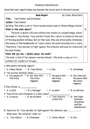 English Worksheet: A book report