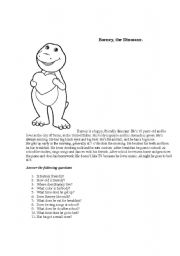 English worksheet: Simple Present. Barney.