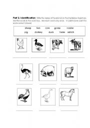 English worksheet: Farm Animal Identification 