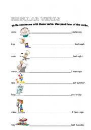 English worksheet: simple past regular verbs