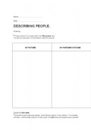 English worksheet: Speaking describing people