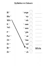 English Worksheet: syllables in colours 