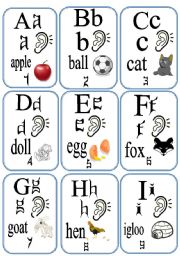 English Worksheet: Alphabet listening cards