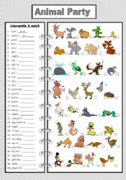 English Worksheet: Animal Party