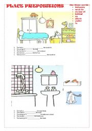 English Worksheet: PLACE PREPOSITIONS - 3 pages 