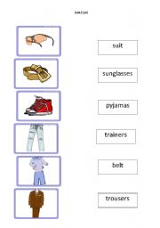 English worksheet: clothes and accessories - matching