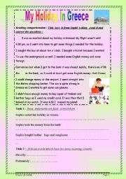 English Worksheet: My Holiday in Greece:a reading text with questions (there are grammar tasks about conditional