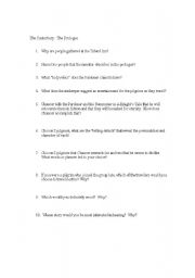 English Worksheet: The Canterbury Tales Questions