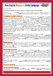 English Worksheet: LEARNING ENGLISH - HOW ENGLISH BECAME A GLOBAL LANGUAGE