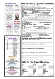 English Worksheet: Verb Tenses Review - 4 tenses