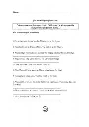 English Worksheet: Personal Object Pronouns 