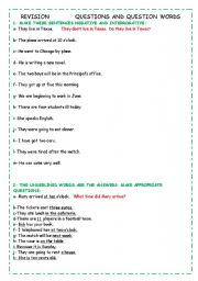 English worksheet: NEGATIVES, QUESTIONS AND QUESTION WORDS