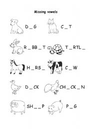 English Worksheet: Missing Vowels