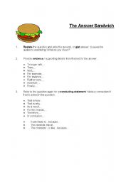 English Worksheet: Better Answer Organizer